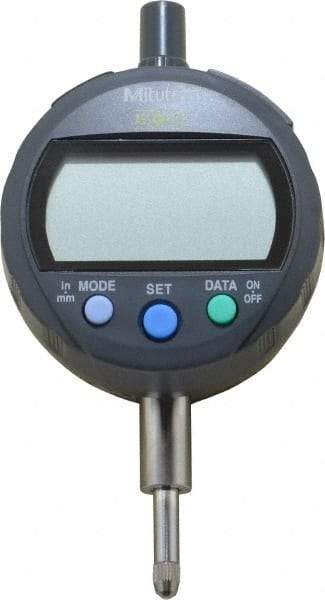 Mitutoyo - 0 to 12.7mm Range, 0.00005" Graduation, Electronic Drop Indicator - Lug-on-center Back, Accurate to 0.0001", English & Metric System, LCD Display - Apex Tool & Supply