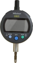 Mitutoyo - 0 to 12.7mm Range, 0.00005" Graduation, Electronic Drop Indicator - Lug-on-center Back, Accurate to 0.0001", English & Metric System, LCD Display - Apex Tool & Supply