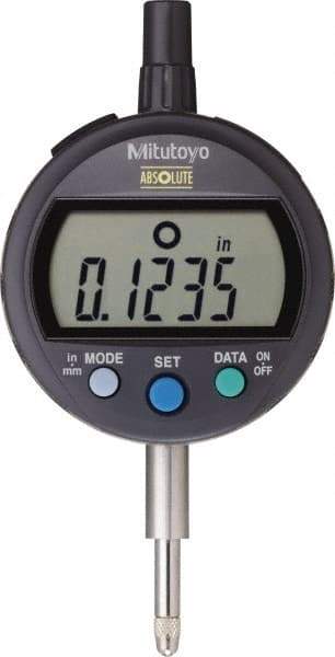 Mitutoyo - 0 to 12.7mm Range, 0.0005" Graduation, Electronic Drop Indicator - Lug Back, Accurate to 0.001", LCD Display - Apex Tool & Supply