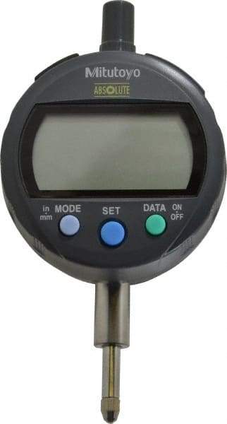 Mitutoyo - 0 to 12.7mm Range, 0.0005" Graduation, Electronic Drop Indicator - Flat Back, Accurate to 0.001", English & Metric System, LCD Display - Apex Tool & Supply