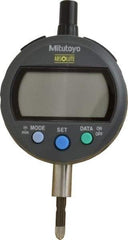 Mitutoyo - 0 to 12.7mm Range, 0.0005" Graduation, Electronic Drop Indicator - Lug-on-center Back, Accurate to 0.001", English & Metric System, LCD Display - Apex Tool & Supply