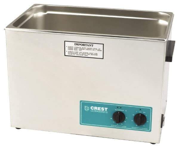 CREST ULTRASONIC - Bench Top Water-Based Ultrasonic Cleaner - 7 Gal Max Operating Capacity, Stainless Steel Tank, 368.3mm High x 533.4mm Long x 323.85mm Wide, 117 Input Volts - Apex Tool & Supply