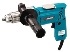 Makita - 1/2" Keyed Chuck, 550 RPM, Pistol Grip Handle Electric Drill - 6.5 Amps, 115 Volts, Reversible, Includes Chuck Key, Drill Chuck, Side Handle - Apex Tool & Supply