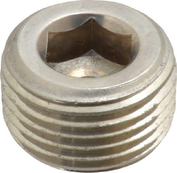 Merit Brass - 3/8" Grade 316/316L Stainless Steel Pipe Hex Countersunk Plug - MNPT End Connections, 150 psi - Apex Tool & Supply