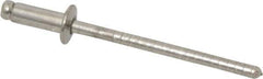 RivetKing - Size 42 Dome Head Stainless Steel Open End Blind Rivet - Stainless Steel Mandrel, 0.126" to 3/16" Grip, 1/4" Head Diam, 0.129" to 0.133" Hole Diam, 0.337" Length Under Head, 1/8" Body Diam - Apex Tool & Supply