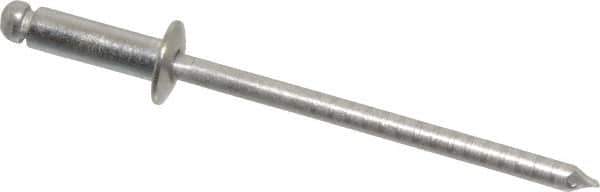 RivetKing - Size 44 Dome Head Stainless Steel Open End Blind Rivet - Stainless Steel Mandrel, 0.188" to 1/4" Grip, 1/4" Head Diam, 0.129" to 0.133" Hole Diam, 0.4" Length Under Head, 1/8" Body Diam - Apex Tool & Supply