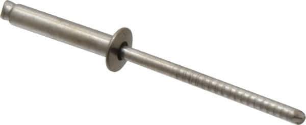 RivetKing - Size 48 Dome Head Stainless Steel Open End Blind Rivet - Stainless Steel Mandrel, 0.376" to 1/2" Grip, 1/4" Head Diam, 0.129" to 0.133" Hole Diam, 0.65" Length Under Head, 1/8" Body Diam - Apex Tool & Supply