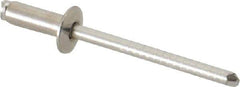 RivetKing - Size 54 Dome Head Stainless Steel Open End Blind Rivet - Stainless Steel Mandrel, 0.188" to 1/4" Grip, 0.312" Head Diam, 0.16" to 0.164" Hole Diam, 0.425" Length Under Head, 5/32" Body Diam - Apex Tool & Supply