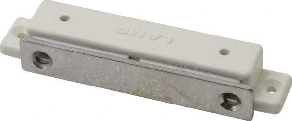 Sugatsune - 3.39" Long x 0.67" Wide x 0.51" High, Plastic & Steel Magentic Catch - White Finish, 10.5 Magnetic Force, 2-3/4" Long Strike, 15/32" Wide Strike - Apex Tool & Supply