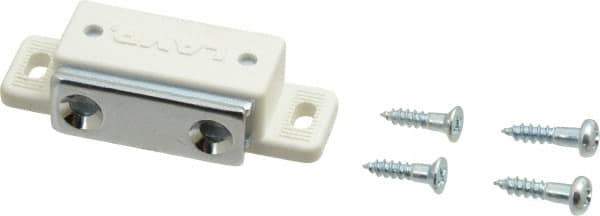Sugatsune - 1.99" Long x 0.67" Wide x 0.47" High, Plastic & Steel Tension Catch - White Finish, 5.2 Magnetic Force, 1-3/16" Long Strike, 29/64" Wide Strike - Apex Tool & Supply