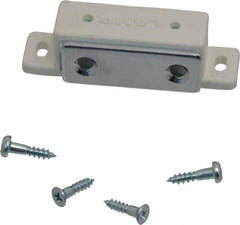 Sugatsune - 2.36" Long x 0.71" Wide x 0.63" High, Plastic & Steel Tension Catch - White Finish, 6.1 Magnetic Force, 1-1/2" Long Strike, 35/64" Wide Strike - Apex Tool & Supply