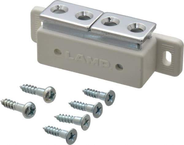 Sugatsune - 2.36" Long x 0.71" Wide x 0.63" High, Plastic & Steel Magnetic Touch Latch - White Finish, 6.1 Magnetic Force, 25/32" Long Strike, 35/64" Wide Strike - Apex Tool & Supply