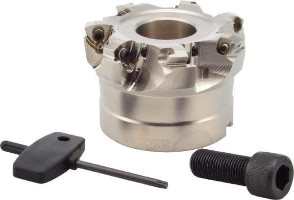 Seco - 7 Inserts, 3" Cutter Diam, 0.08" Max Depth of Cut, Indexable High-Feed Face Mill - 1" Arbor Hole Diam, 2" High, R220.21 Toolholder, 218.19-160.. Inserts, Series R220.21 - Apex Tool & Supply