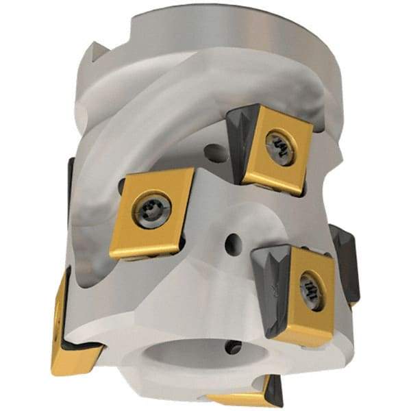 Iscar - 35 Inserts, 3" Cut Diam, 1-1/4" Arbor Diam, 3.24" Max Depth of Cut, Indexable Square-Shoulder Face Mill - 0/90° Lead Angle, 4" High, T490 LN.. 1306 Insert Compatibility, Through Coolant, Series Helitang - Apex Tool & Supply
