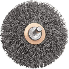 DeWALT - 3" OD, 1/4" Shank Diam, Crimped Steel Wheel Brush - 15/16" Trim Length, 0.014" Filament Diam, 20,000 RPM - Apex Tool & Supply