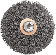 DeWALT - 2" OD, 1/4" Shank Diam, Crimped Steel Wheel Brush - 1/2" Trim Length, 0.014" Filament Diam, 20,000 RPM - Apex Tool & Supply