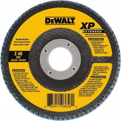 DeWALT - 60 Grit, 5" Disc Diam, 7/8" Center Hole, Type 27 Zirconia Alumina Flap Disc - 12,200 Max RPM, Cloth Backing, Arbor Attaching System, Coated - Apex Tool & Supply