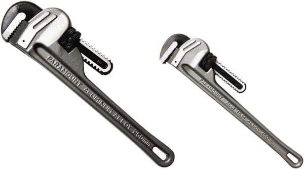 Paramount - 2 Piece, 0" to 1-1/2" & 0" to 2-1/2", Straight Pipe Wrench Set - Inch Measurement Standard - Apex Tool & Supply