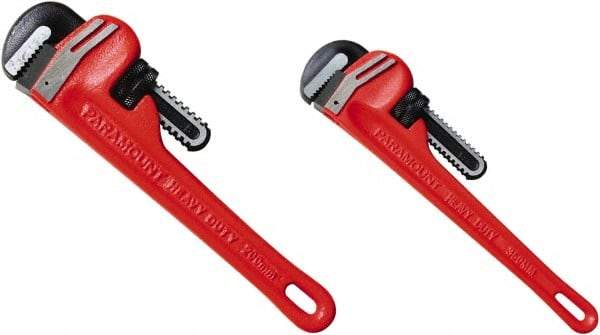 Paramount - 2 Piece, 0" to 1" & 0" to 2", Straight Pipe Wrench Set - Inch Measurement Standard - Apex Tool & Supply
