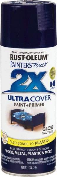 Rust-Oleum - Navy Blue, Gloss, Enamel Spray Paint - 8 Sq Ft per Can, 12 oz Container, Use on Multipurpose - Apex Tool & Supply