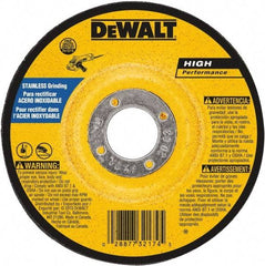 DeWALT - 30 Grit, 5" Wheel Diam, 1/4" Wheel Thickness, 7/8" Arbor Hole, Type 27 Depressed Center Wheel - Aluminum Oxide, 12,200 Max RPM, Compatible with Angle Grinder - Apex Tool & Supply