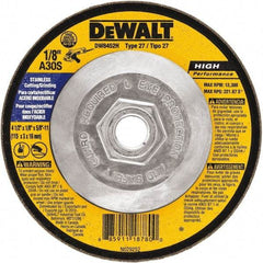 DeWALT - 30 Grit, 6" Wheel Diam, 1/8" Wheel Thickness, Type 27 Depressed Center Wheel - Aluminum Oxide, 10,100 Max RPM, Compatible with Angle Grinder - Apex Tool & Supply