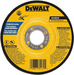 DeWALT - 30 Grit, 7" Wheel Diam, 1/4" Wheel Thickness, 7/8" Arbor Hole, Type 27 Depressed Center Wheel - Aluminum Oxide, 8,700 Max RPM, Compatible with Angle Grinder - Apex Tool & Supply