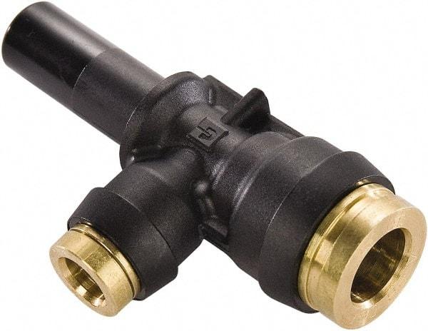 Parker - 1/4" Tube OD, Composite Push-to-Connect Tube Plug-In Run Tee - Tube to Stem Connection, 250 Max psi, Buna-N O-Ring, -40 to 200°F Working Temp - Apex Tool & Supply