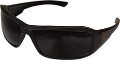 Edge Eyewear - Smoke Lenses, Framed Safety Glasses - Scratch Resistant, Black Nylon Frame, Size Universal, Wrap Around - Apex Tool & Supply