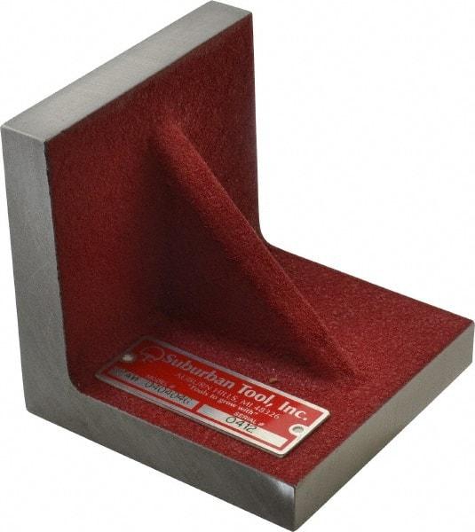 Suburban Tool - 4" Wide x 4" Deep x 4" High Cast Iron Precision-Ground Angle Plate - Standard Plate, Flat Surface, Single Web, 5/8" Thick, Single Plate - Apex Tool & Supply