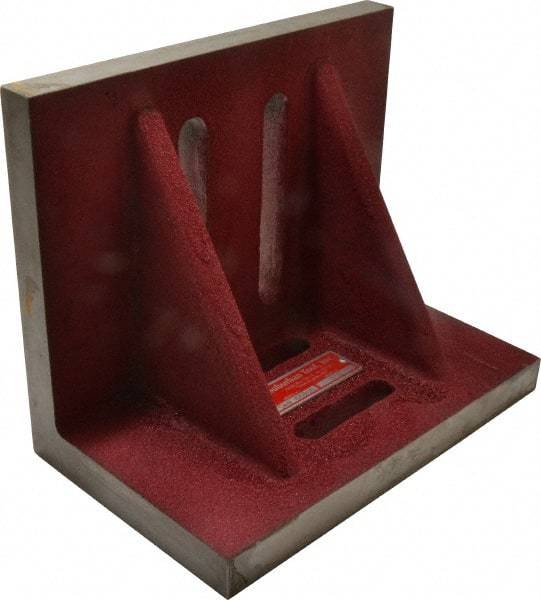 Suburban Tool - 10" Wide x 6" Deep x 8" High Cast Iron Machined Angle Plate - Standard Plate, Through-Slots on Surface, Double Web, 7/8" Thick, Single Plate - Apex Tool & Supply