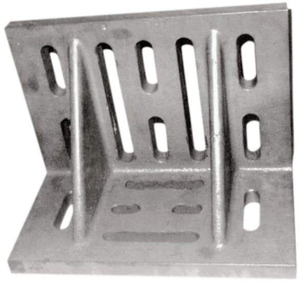 Suburban Tool - 16" Wide x 9" Deep x 12" High Cast Iron Machined Angle Plate - Slotted Plate, Through-Slots on Surface, Double Web, 1-1/8" Thick, Single Plate - Apex Tool & Supply