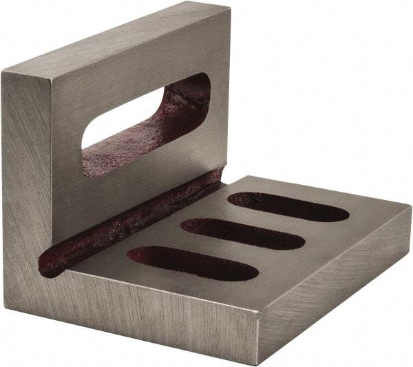 Suburban Tool - 4-1/2" Wide x 3" Deep x 3-1/2" High Cast Iron Machined Angle Plate - Standard Plate, Through-Slots on Surface, Open End, 5/8" Thick, Single Plate - Apex Tool & Supply