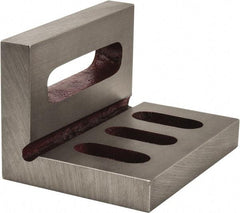 Suburban Tool - 4-1/2" Wide x 3" Deep x 3-1/2" High Cast Iron Machined Angle Plate - Standard Plate, Through-Slots on Surface, Open End, 5/8" Thick, Single Plate - Apex Tool & Supply