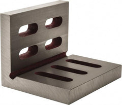 Suburban Tool - 6" Wide x 4-1/2" Deep x 5" High Cast Iron Machined Angle Plate - Standard Plate, Through-Slots on Surface, Open End, 13/16" Thick, Single Plate - Apex Tool & Supply