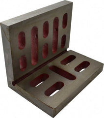 Suburban Tool - 9" Wide x 6" Deep x 7" High Cast Iron Machined Angle Plate - Standard Plate, Through-Slots on Surface, Open End, 15/16" Thick, Single Plate - Apex Tool & Supply