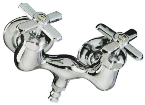 B&K Mueller - Exposed, Two Handle, Chrome Coated, Brass, Bath Faucet - Cross Handles, 3-3/8 Inch Mounting Centers, Brass Handles - Apex Tool & Supply