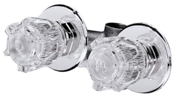 B&K Mueller - Concealed, Two Handle, Chrome Coated, Brass, Shower Valve - Knob Handles, 4 Inch Mounting Centers, Acrylic Handles - Apex Tool & Supply