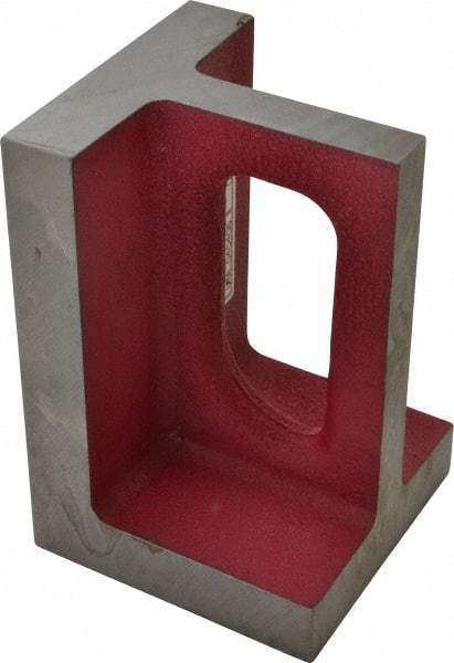 Suburban Tool - 1 Hole, 6" High x 4" Wide x 4" Deep, Right Angle Iron - Cast Iron, Machined, 7/8" Thick, Parallel & Square to within 0.002" per 6" - Apex Tool & Supply