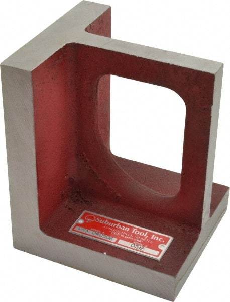 Suburban Tool - 1 Hole, 6" High x 4-1/2" Wide x 5" Deep, Right Angle Iron - Cast Iron, Machined, 7/8" Thick, Parallel & Square to within 0.002" per 6" - Apex Tool & Supply