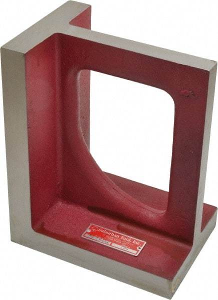 Suburban Tool - 1 Hole, 10" High x 5-1/2" Wide x 8" Deep, Right Angle Iron - Cast Iron, Precision Ground, 1-1/8" Thick, Parallel to within 0.00025" per 6", Square to within 0.0005" per 6" - Apex Tool & Supply
