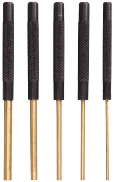SPI - 5 Piece, 1/8 to 3/8", Pin Punch Set - Brass & Steel, Comes in Vinyl Pouch - Apex Tool & Supply