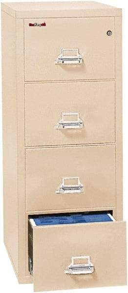 FireKing - 20.81" Wide x 52-3/4" High x 31-9/16" Deep, 4 Drawer Vertical File - Steel, Parchment - Apex Tool & Supply
