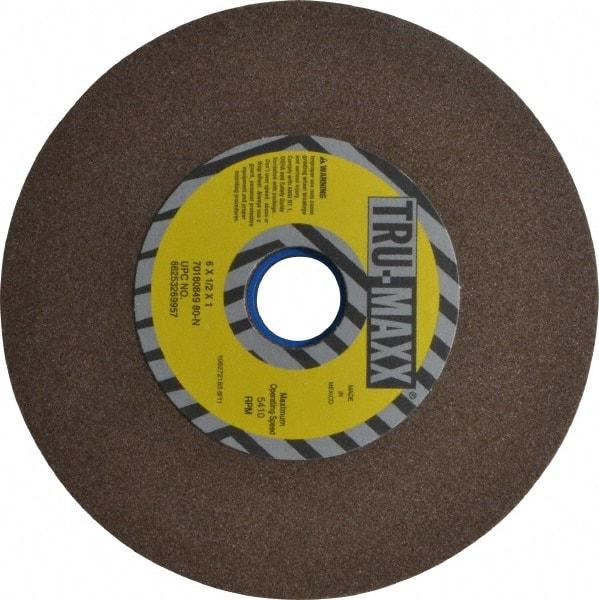 Tru-Maxx - 80 Grit Aluminum Oxide Bench & Pedestal Grinding Wheel - 6" Diam x 1" Hole x 1/2" Thick, 5410 Max RPM, O Hardness, Medium Grade , Vitrified Bond - Apex Tool & Supply