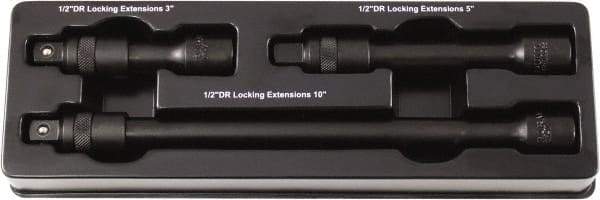 Paramount - 1/2" Drive Socket Impact Locking Extension Set - 3 Pieces, Includes 3, 5, 10" Lengths - Apex Tool & Supply