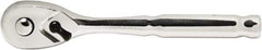 Paramount - 1/4" Drive Pear Head Quick-Release Ratchet - Chrome Finish, 5-1/2" OAL, 72 Gear Teeth - Apex Tool & Supply