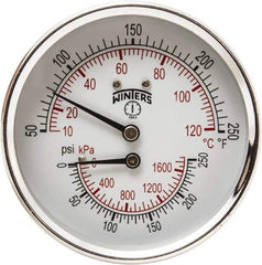 Winters - 3" Dial, 1/2 Thread, 0-250 Scale Range, Pressure Gauge - Center Back Connection Mount, Accurate to 0.03% of Scale - Apex Tool & Supply