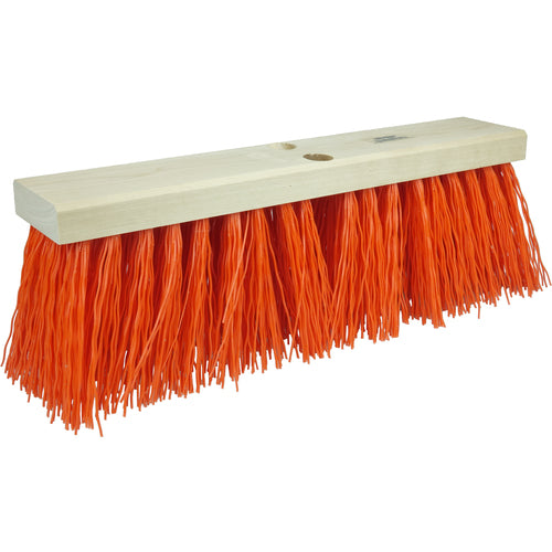 16″ Street Broom, 5-1/4″ Trim Length, Orange Polypropylene Fill - Apex Tool & Supply