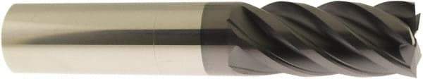 Accupro - 1/2", 2" LOC, 1/2" Shank Diam, 4" OAL, 5 Flute, Solid Carbide Square End Mill - Single End, AlTiN Finish, Spiral Flute, 40° Helix, Centercutting, Right Hand Cut, Right Hand Flute - Apex Tool & Supply