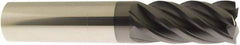 Accupro - 1/2", 2" LOC, 1/2" Shank Diam, 4" OAL, 5 Flute, Solid Carbide Square End Mill - Single End, AlTiN Finish, Spiral Flute, 40° Helix, Centercutting, Right Hand Cut, Right Hand Flute - Apex Tool & Supply